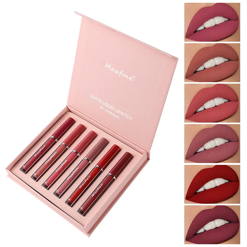 Matte Lip Gloss Set 6 Color Lipstick