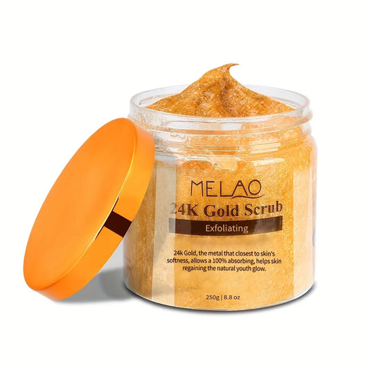 24K Gold Scrub, Exfoliate Face & Body Salt Scrub