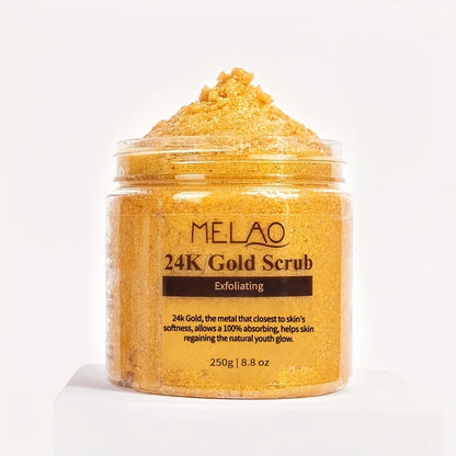 24K Gold Scrub, Exfoliate Face & Body Salt Scrub