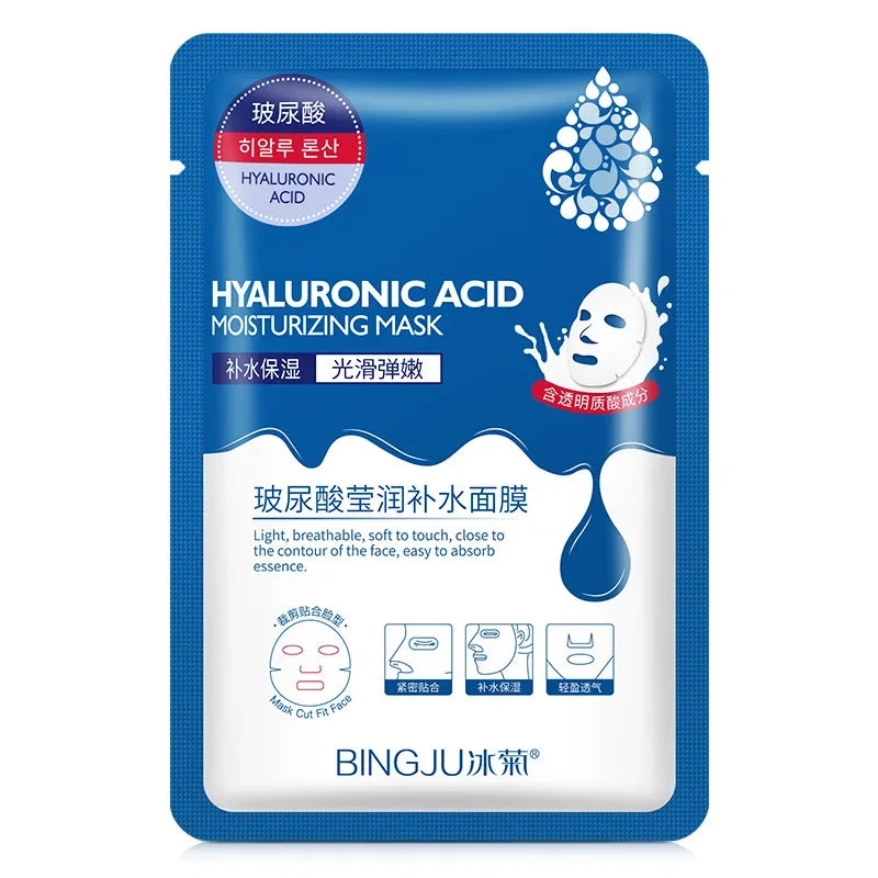 10 Pcs Hyaluronic Acid Hydrating Facial Mask Sheet Masks
